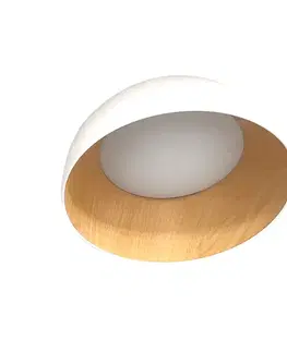 Stropní lampa Trento bílá dřevěná 18W LED 35cm bílé stínidlo