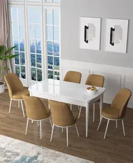 Extendable Dining Table & Chairs Set (7 Pieces) Zen - White, Cappuccino