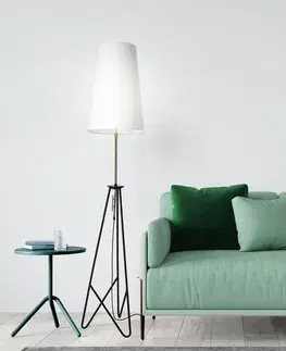 Stojací lampa TAFLO černo-zlatá 1xE27 stínidlo bílé
