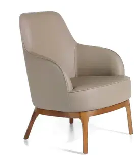 Estila Kožené křeslo Vita Naturale z eko-kůže taupe šedé 90cm
