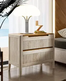 Estila Luxusní art deco obdélníkový noční stolek Tallin se dvěma zásuvkami s vroubkovaným povrchem 70 cm