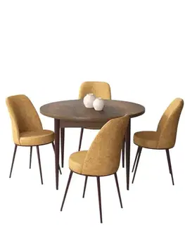 Dining Table & Chairs Set (5 Pieces) Tor - Baroque, Cappuccino