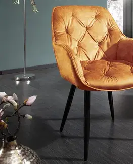 Estila Retro designové čalouněné oranžové křeslo Milano s područkami 84cm