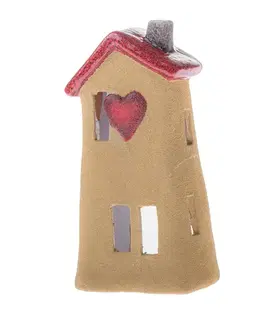 Keramický svícen Srdcový domek, 9,5 x 18,5 x 6,5 cm