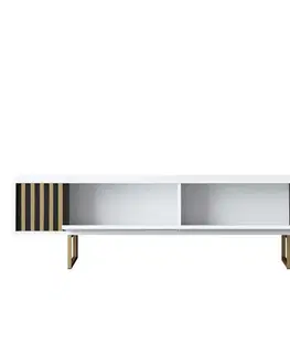 TV stolek Gold Line - White, Gold