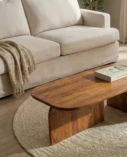 Estila Designová sada dvou obdélníkových konferenčních stolků Gatsby u masivního akáciového dřeva v přírodní hnědé barvě 100 cm