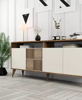 Konzolový stolek Milan - Walnut, Cream
