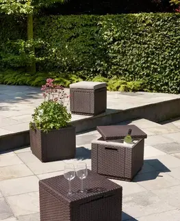 KETER Taburetka STOOL CUBE | hnědá