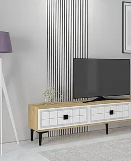 TV stolek Yuka 180 - Sapphire Oak, White