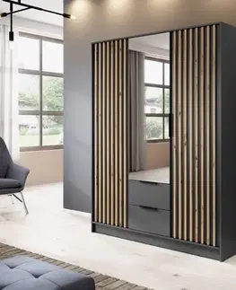 ArtPS Šatní skříň KELLY 3D se zrcadlem | grafit