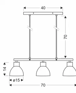 INEZZ 3x60W E27 černá závěsná lampa, moderní stropní svítidlo se třemi stínidly do obývacího pokoje, jídelny nebo kuchyně, loftový a industriální styl