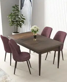 Dining Table & Chairs Set (5 Pieces) Nil - Baroque, Dusty Rose