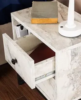 Noční stolek Glimmer - Fressia Marble, Black