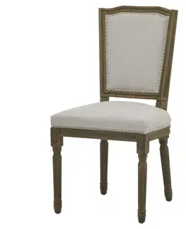 Estila Luxusní jídelní židle Antiquités Francaises s ručním vyřezáváním v pískové hnědé barvě a se světlým čalouněním 51 cm