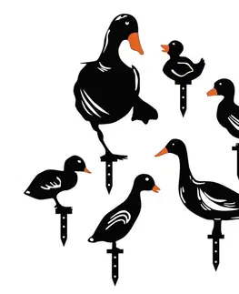 Sada dekorativních kovových doplňků na zahradu Ducks