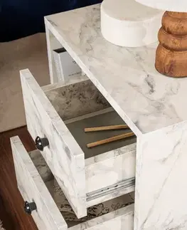 Noční stolek Glimmer - Fressia Marble, Gold