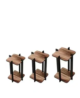 Wooden Plant Stand Flower Desk Square - Walnut