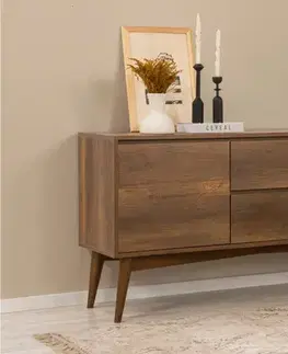 Set s rozkládacím stolem, židlemi a konzolou (6 kusů) Vina Bench 04 0701 - Walnut, Grey
