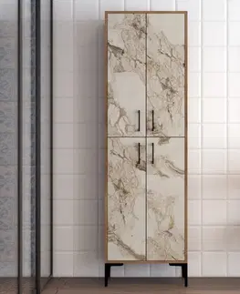 Víceúčelová skříňka Berlin A - Walnut, White Marble