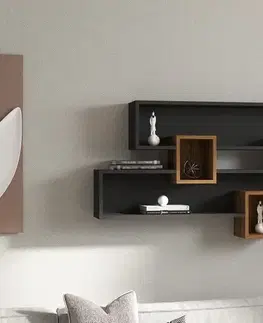 Nástěnná police Karen - Walnut, Anhtacite