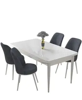 Dining Table & Chairs Set (5 Pieces) Nil - White, Fume