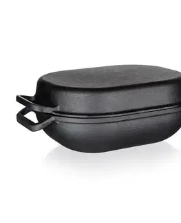 BANQUET Pekáč litinový EXCELLENT 39 x 26 x 14 cm, 3 + 4 l, oválný s víkem, černá 