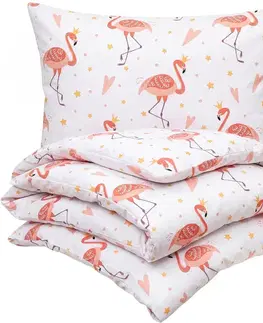 4Home Dětské bavlněné povlečení do postýlky Flamingo, 100 x 135 cm, 40 x 60 cm