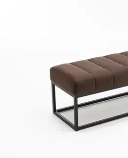 Estila Industriální retro lavice Taxil s hnědým čalouněním s designem vintage kůže a černou podstavou 100 cm