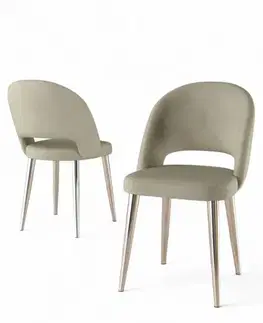 Sada židlí (6 kusů) Pane - Cream, Chrome