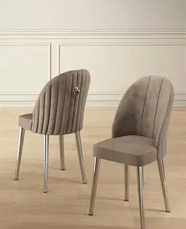 Sada židlí (6 kusů) Mara - Cappuccino, Chrome