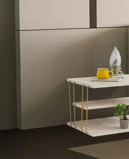 Odkládací stolek / Příruční stolek Lifon - Gold, Travertine