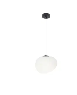 Závěsná lampa STONES 20 cm v japonském stylu - s bílým stínidlem inspirovaným kamenem - minimalistické stropní osvětlení do obývacího pokoje E27