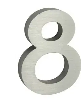 Hliníkové číslo 8 v „3D“ provedení s broušeným povrchem. RICHTER RN.100LV.8.AL.3D