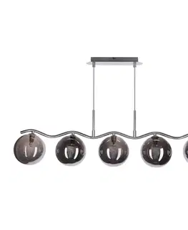Stropní závěsná lampa UMOS 5x20W G9 chrom grafitové skleněné stínidlo 14 cm moderní svítidlo do obývacího pokoje jídelny