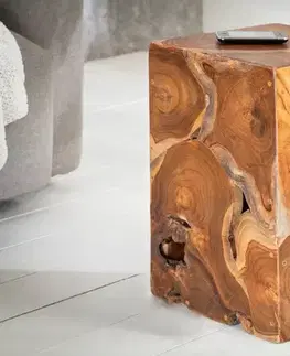 Estila Venkovský masivní příruční stolek Vezelay z teakového dřeva 30cm