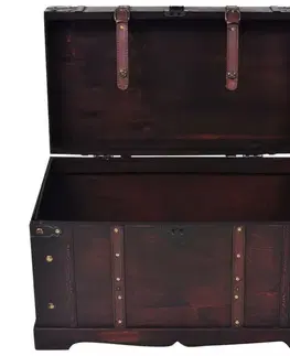 Starožitná dřevěná truhla hnědá Dekorhome