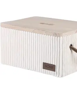 Autronic Sada 5 látkových úložných boxů, krémová