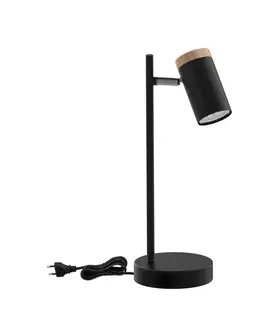 STOLNÍ LAMPA LAGOS ČERNÁ 1X15W GU10 STÍNIDLO ČERNÉ+DŘEVĚNÉ