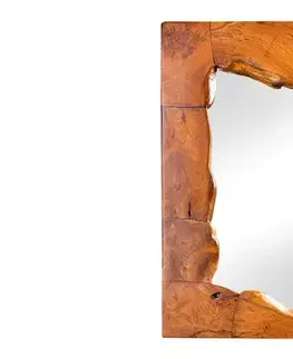 Estila Venkovské masivní obdélníkové nástěnné zrcadlo Sorin z teakového dřeva v hnědé barvě 90 cm
