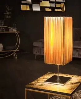 Estila Moderní stolní lampa Paris s látkovým stínítkem zlaté barvy 43cm