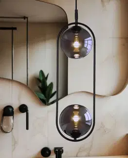 Elegantní závěsná lampa CORDEL - černá s grafitovými kuličkami - minimalistické osvětlení obývacího pokoje 2x G9 LED