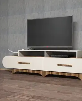 TV stolek Flora - Walnut, Cream