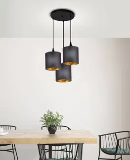 Závěsná lampa černá deska 3xE14 dlouhá