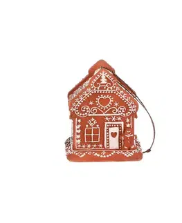 Vánoční dekorace perníkový domek Perníček, závěsný, polyresin, LED