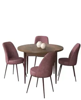 Dining Table & Chairs Set (5 Pieces) Tor - Baroque, Dusty Rose