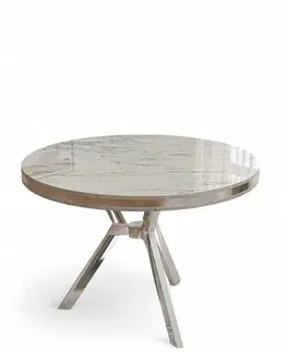 Jídelní stůl Mos - White Marble, Chrome