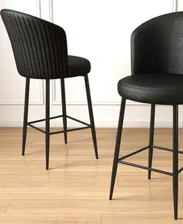 Sada barových židlí Uras Black and Black, 2 ks, 2 ks