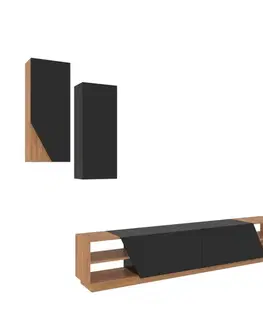 TV stěna / Sestava pod TV Zebra - Black, Teak