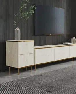 Televizní stolek se skříňkami Imej Travertine and Gold