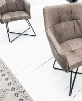 Estila Moderní taupe šedá jídelní židle Amala sametová 83cm